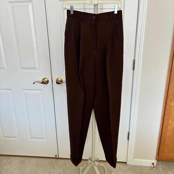 Vintage Preview Collection Brown 100% Wool Pants 6 - Picture 2 of 5